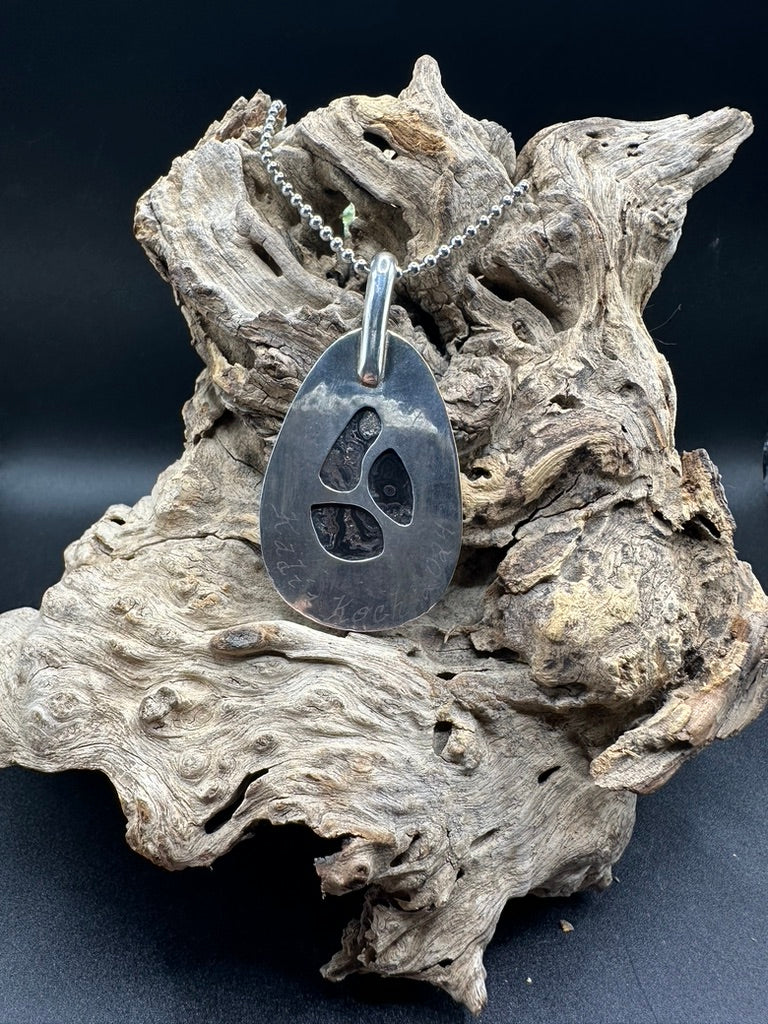 Psilomelane Argentium Silver Pendant