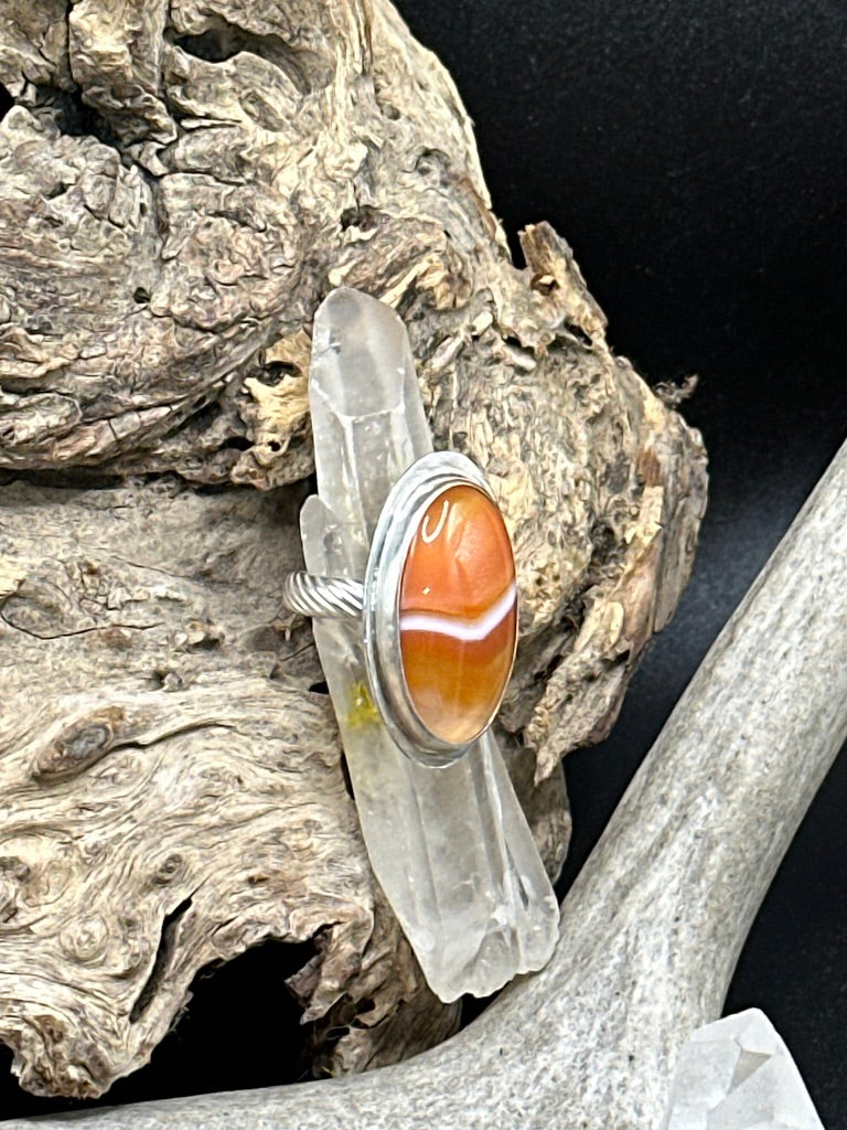 Chevron Carnelian Ring