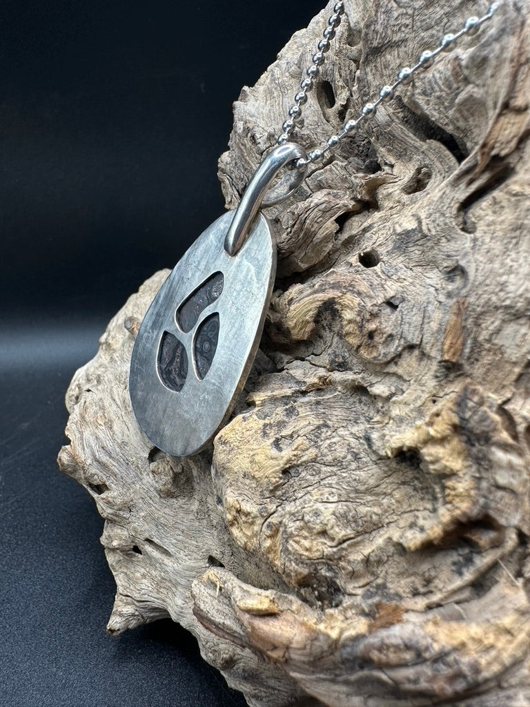 Psilomelane Argentium Silver Pendant
