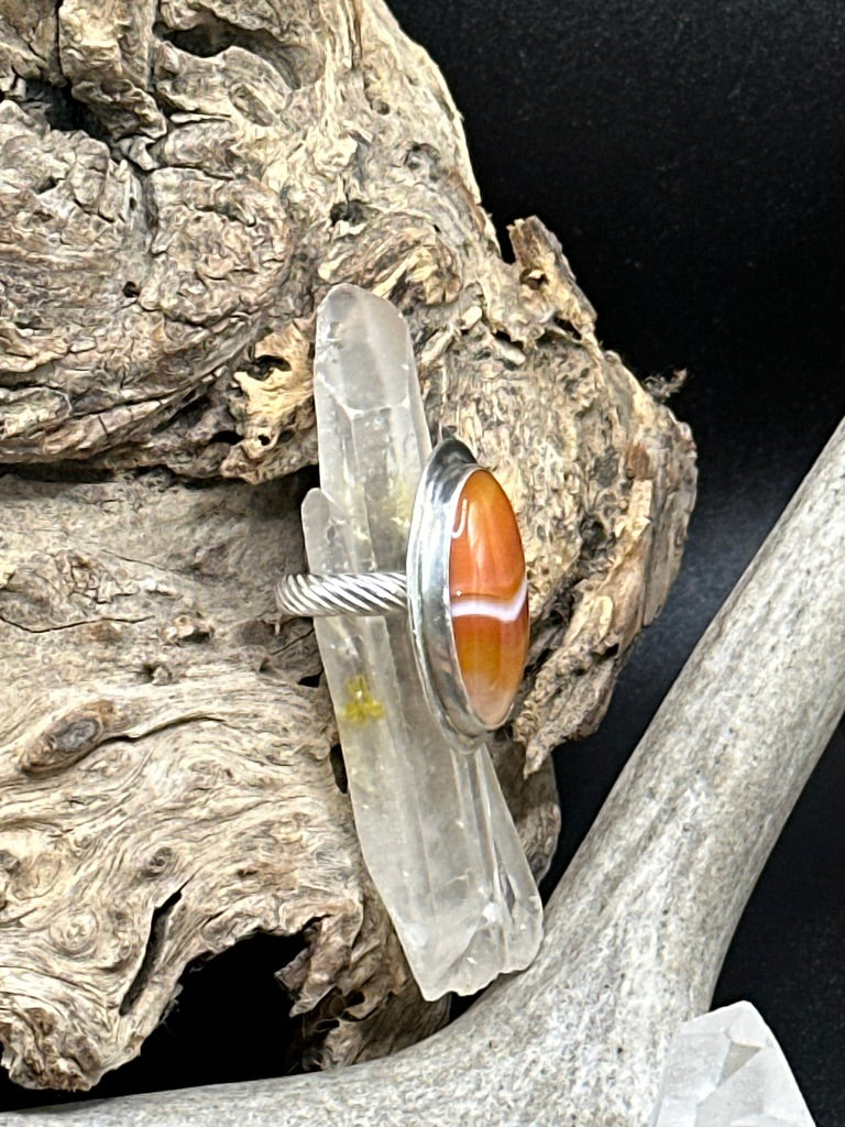 Chevron Carnelian Ring