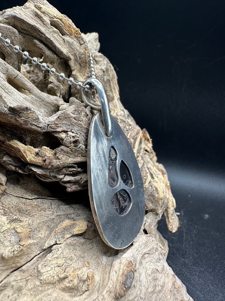 Psilomelane Argentium Silver Pendant