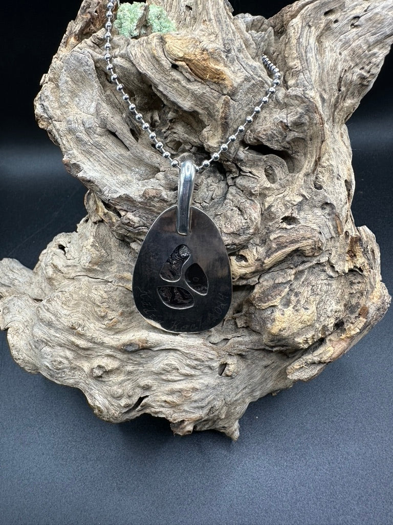 Psilomelane Argentium Silver Pendant