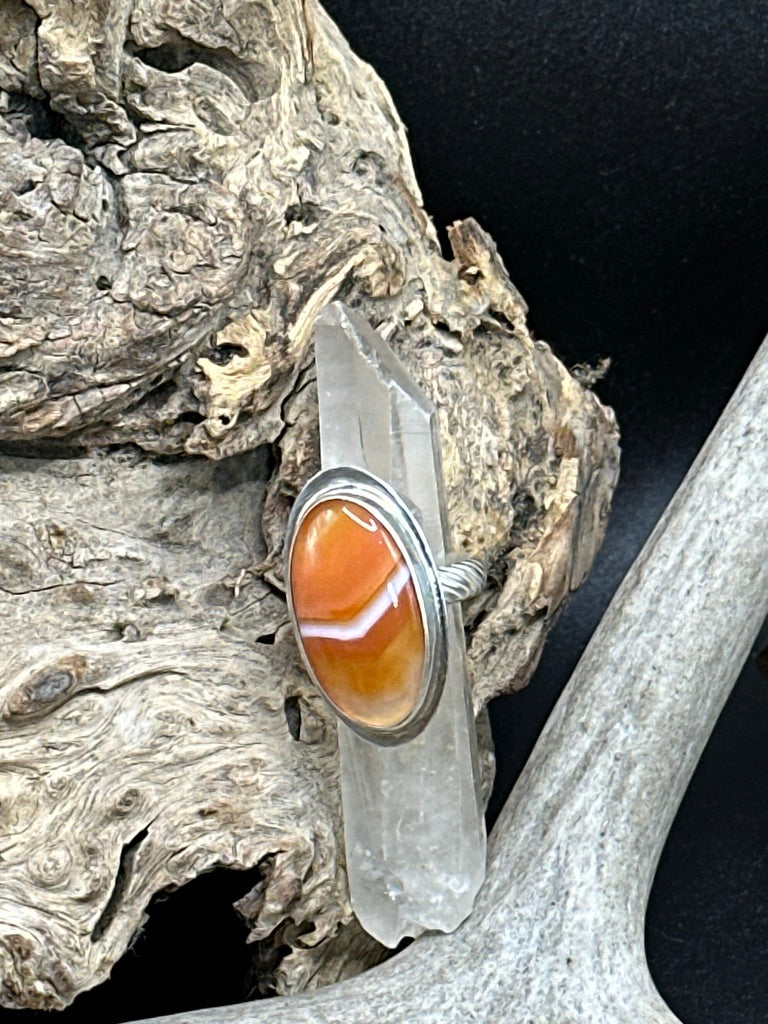 Chevron Carnelian Ring