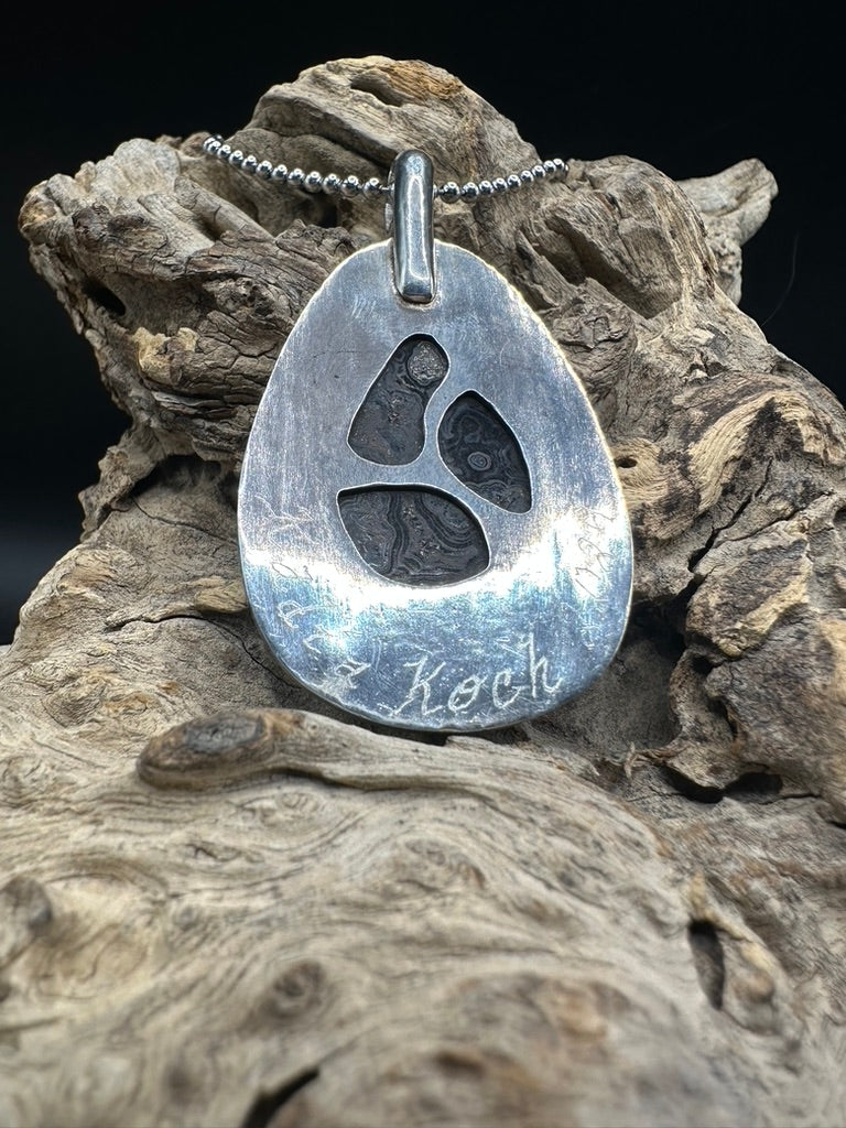 Psilomelane Argentium Silver Pendant