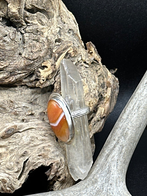 Chevron Carnelian Ring