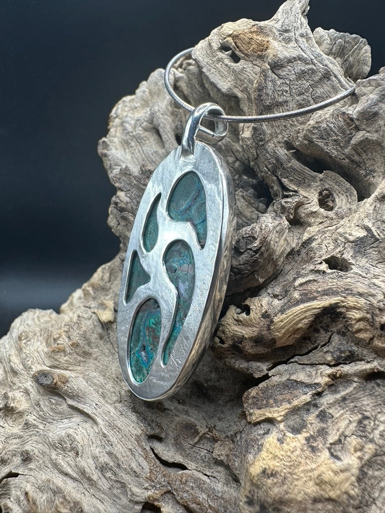 Chrysocolla Druzy Sterling Silver Talisman