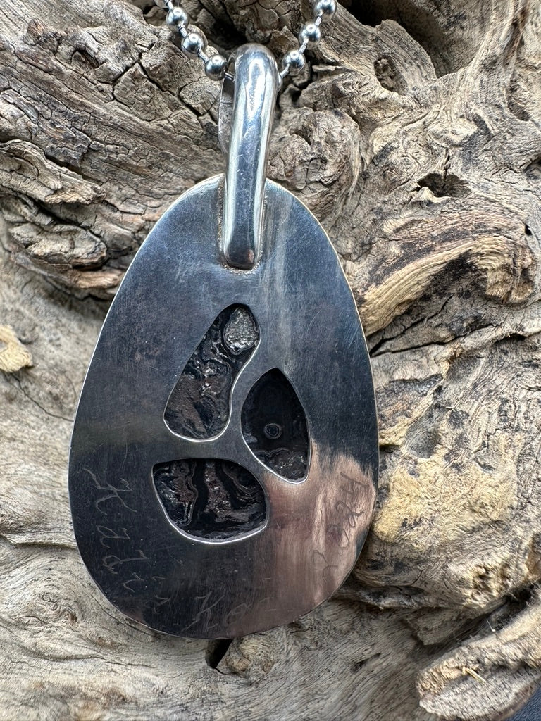 Psilomelane Argentium Silver Pendant